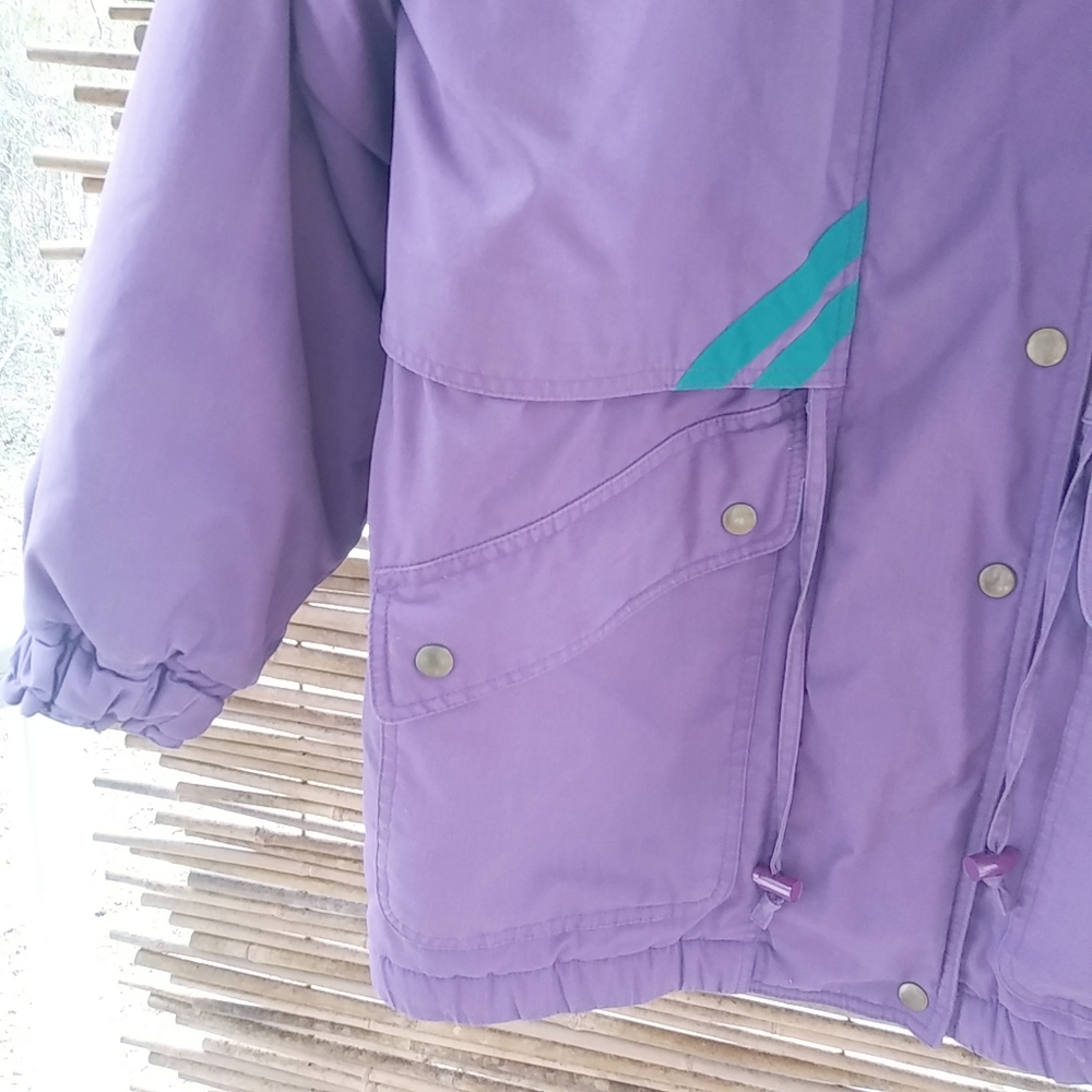 Outer Gear M Cozy Purple Turquoise Snap Zip Hoodie Winter Coat - Picture 13 of 13